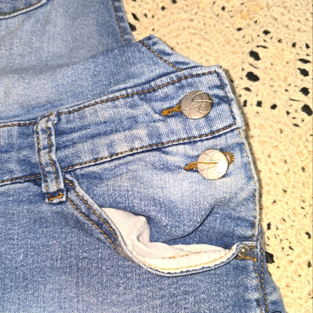Jessica Simpson Overall Denim Shorts, Girls 14 Embroidered